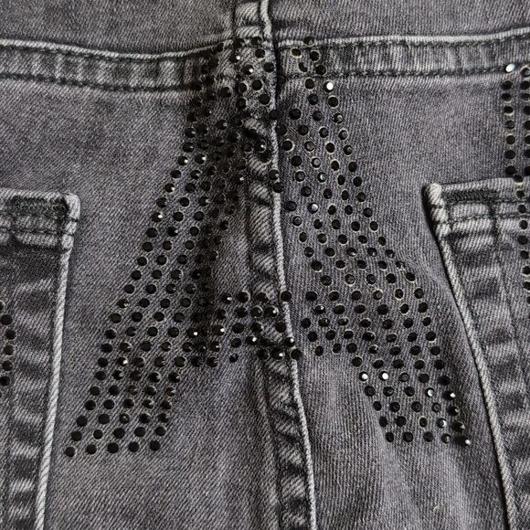 Good American size 14/32 Black Good Waist Skinny Jeans with Rhinestone BAD - Picture 9 of 13